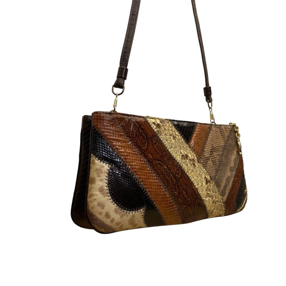 Women’s Multicolor Patchwork Snakeskin Zipper Clo… - image 4